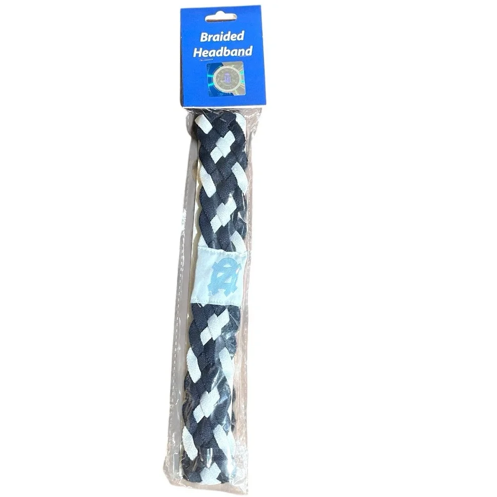 Little Earth North Carolina Tar Heels‎ Braided Headband Navy White UNC Logo NWT